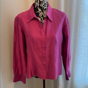 Silk Rafaella Fuchsia Button-Down Shirt